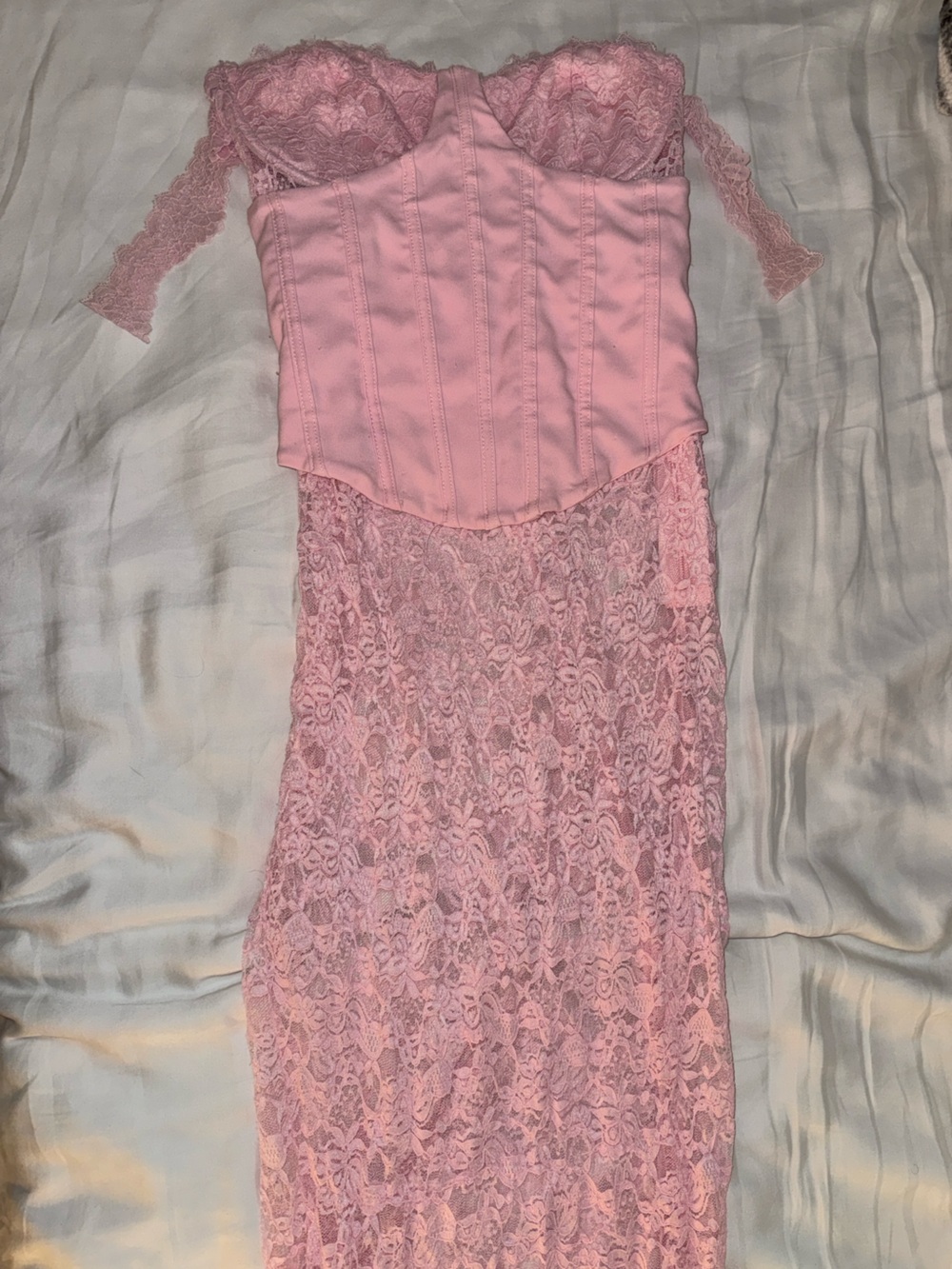 Pink Lace Dress - Feminine Lace Detail